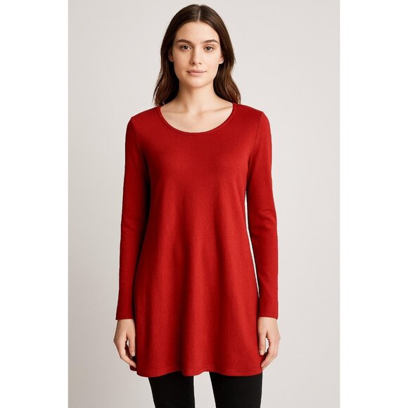 J. Jill Tops - J.Jill Womens Silk Blend Tunic Top Size Medium Red Boat Neck